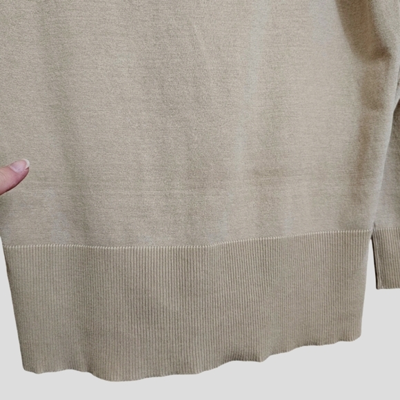 Nwot Philosophy by Republic Tan Ruffled 3/4 Sleeve Cardigan w/Silver Bead Button - Picture 11 of 15